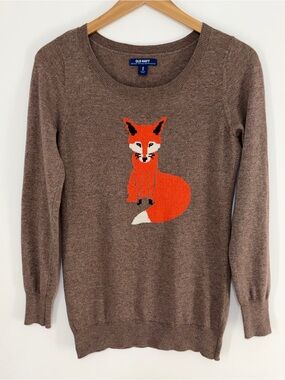 Old Navy Women's Blogger Fav Fox Intarsia Crewneck Sweater Brown Size XS
